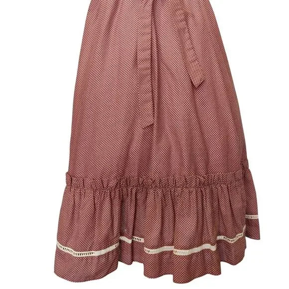 Gunne Sax Red Polka Dot Midi Dress Size 9 Eyelet Lace Prairie Calico - Picture 10 of 11